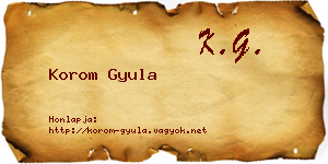 Korom Gyula névjegykártya